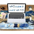 thumbnail image 5 of 4-in-1 Large Gaming Mouse Pad, Keyboard Wrist Rest Pad & Wrist Support Mousepad Set, Extended Desk Pad Waterproof Desk Mat for Home Office Study Game - Blue Gold Marble, 5 of 6