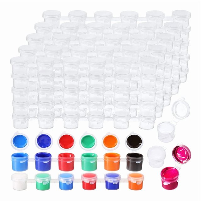 100 Tiras 600 Botes Tiras de Pintura VacíAs Taza de Pintura Contenedores de Almacenamiento de PláStico Transparente Suministros para Manualidades de Pintura (3 Ml/ 0,1 Oz)