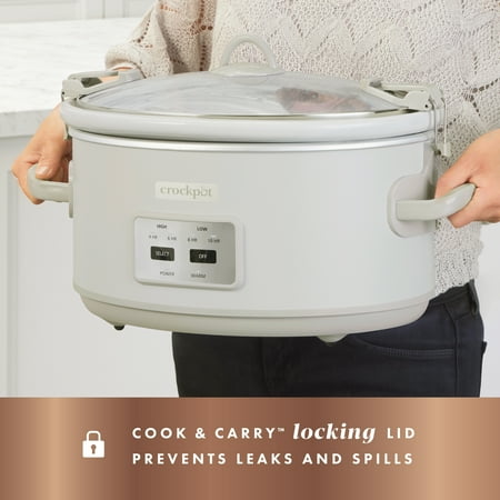 Crock-Pot - Crockpot 7 qt. Programmable Slow Cooker with Locking Lid and Little Dipper - Mushroom