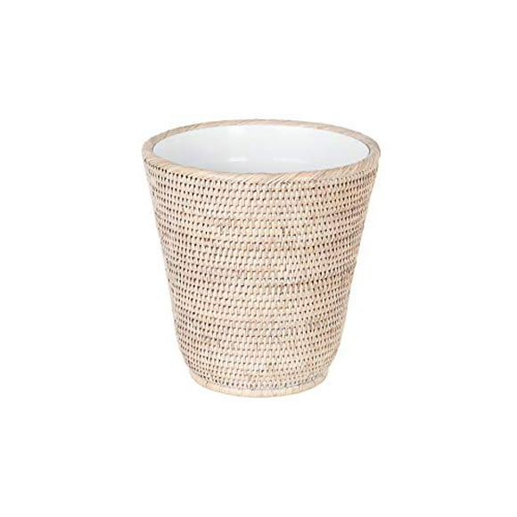 KOUBOO La Jolla Rattan Plastic Insert, White-Wash Waste Basket