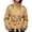 Khaki, variant on Women's Cropped Pea Coat Stand Collar Belted Double Breasted Fall Winter Outerwear