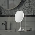 thumbnail image 2 of simplehuman 8" Round Sensor Makeup Mirror with Touch-Control Dual Light Settings, 5x Magnification, Rechargeable and Cordless, Brushed Stainless Steel, 2 of 10