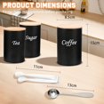 thumbnail image 3 of Tea Coffee Sugar Canisters Set 3-Piece Airtight Metal Food Storage Tins with 5ml Spoon and Sugar Tongs Canisters Set with Wooden Lids for Kitchen Counter Organization (Black 15cm H), 3 of 5