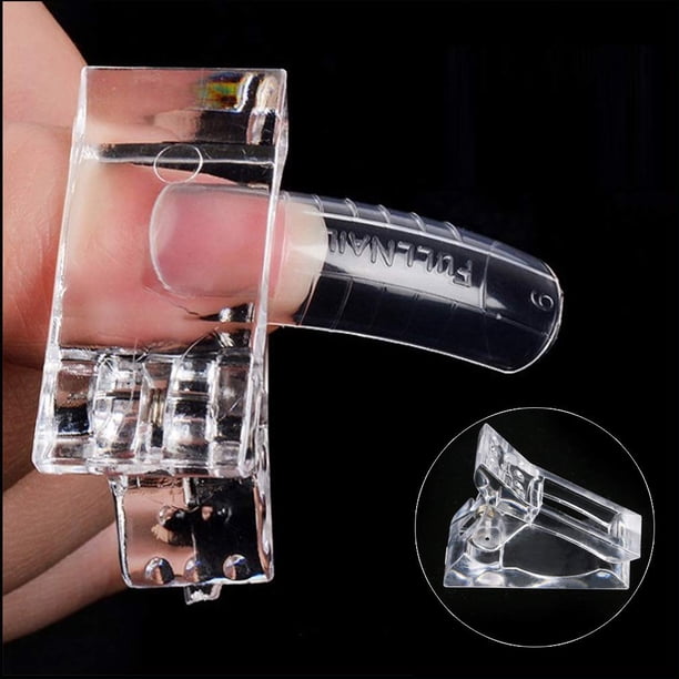 10 Uds. Clip para puntas de uñas para construcción rápida Poly UV herramienta auxiliar de construcción herramienta de manicura DIY conjunto con rizador de extensión de dedo de plástico