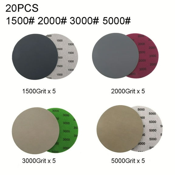 20Pcs 6Inch Hook&Loop Wet Dry Sanding Discs 1500 3000 5000 Grit Sandpaper