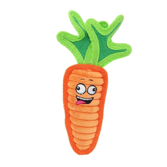 Tuffy Funny Food Jr Carrot Durable Plush Squeaky Dog Toy