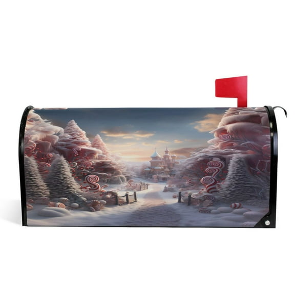 Ryvnso Mailbox Cover Christmas Candy Magnetic Mailbox Wrap Standard Size 21x18 Inch