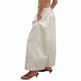 thumbnail image 2 of Pantalones Vaqueros Anchos para Mujer, Holgados, con Cintura Elástica, Botones, Estilo Boyfriend, Informales, Sueltos, con Bolsillos. Beige S, 2 of 8