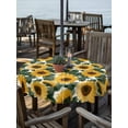 thumbnail image 2 of Outdoor Tablecloths with Umbrella Hole & Zipper, Sunflower Round Tablecloth 54 Inch, Vintage Spring Floral Botanical Yellow Green Waterproof Table Cloth, Patio/Pool/Picnic Table Covers, 2 of 8