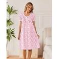 thumbnail image 4 of Ekouaer Cotton Nightgowns for Women Short Sleeve Night Gown V Neck Sleep Shirt Button Nightshirt Soft House Dress, 4 of 6