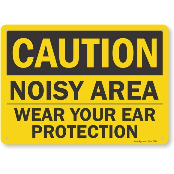 Size: 16" x 12" Wall Art Decor Caution: Noisy Area, Wear Your Ear Protection Caution Sign Warning Tin Metal Sign