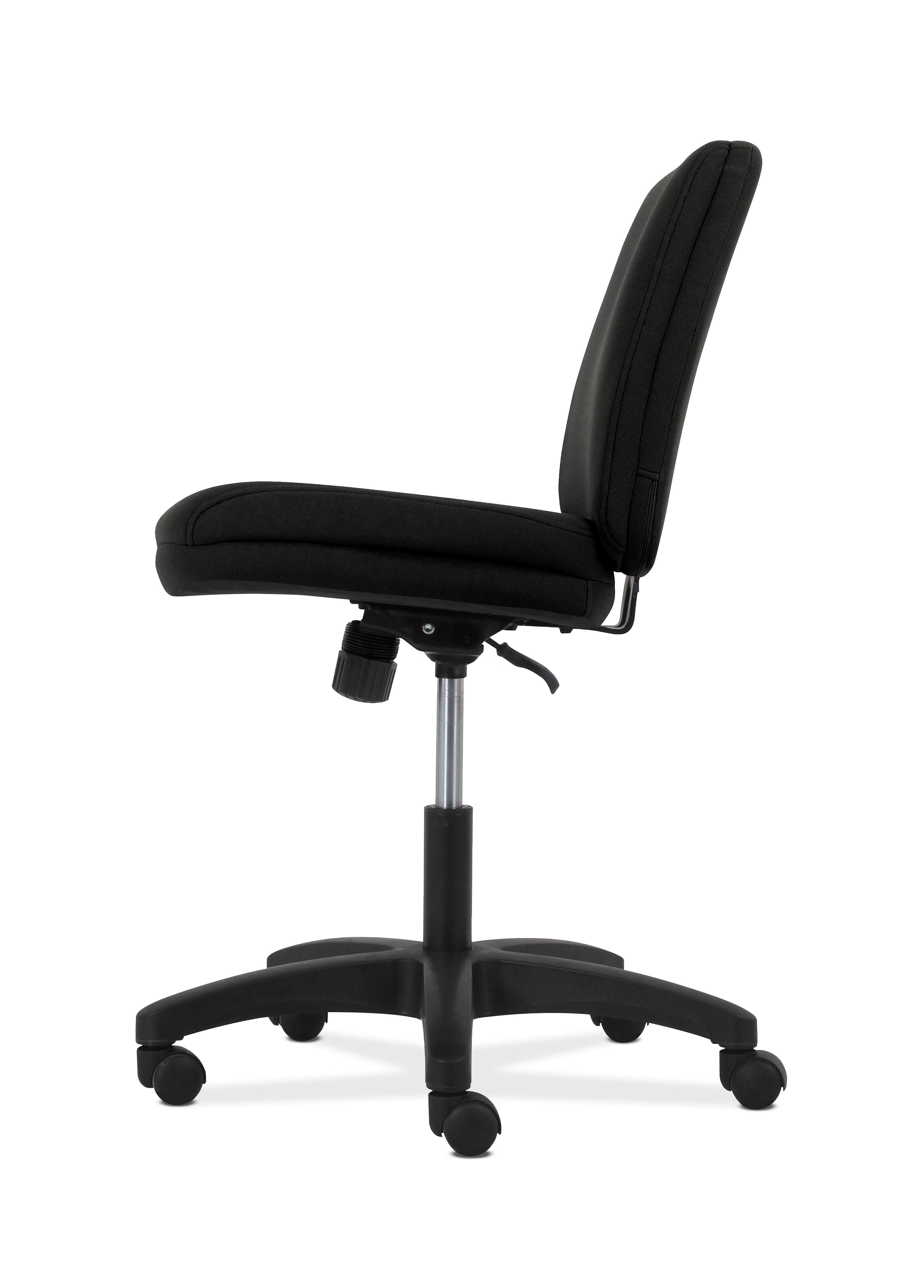 Hon Network Series Low Back Task Chair Armless Computer For Office Desk Black Fabric Hvl281
