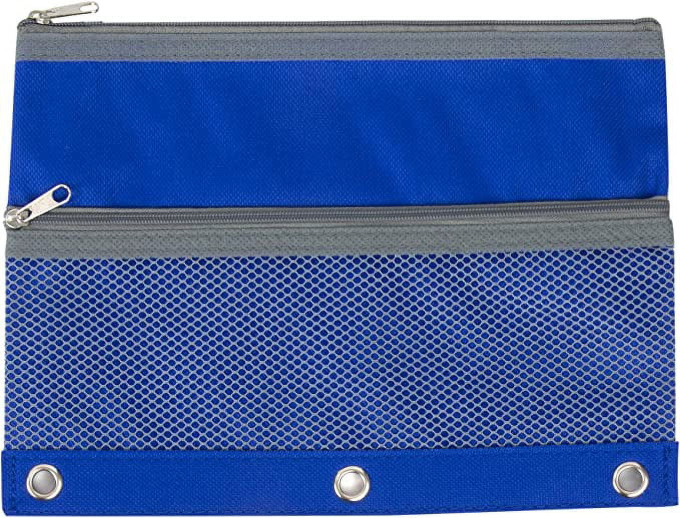 Trailmaker 3-Ring Binder Pencil Cases With Mesh Pockets, 7" x 9-13/16", Assorted Colors, Pack Of 100 Cases
