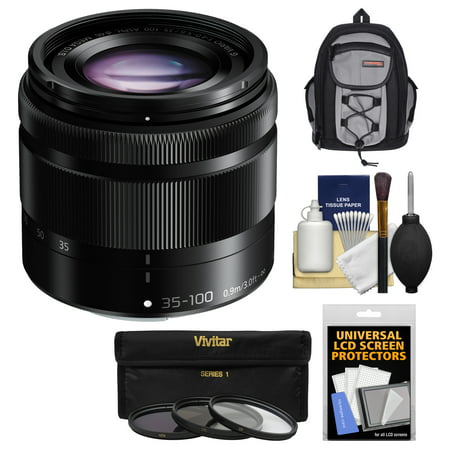Panasonic Lumix G Vario 35-100mm f/4.0-5.6 OIS Zoom Lens with Case + 3 UV/CPL/ND8 Filters Kit for G6, GF6, GF7, GH3, GH4, GM1, GM5, GX7