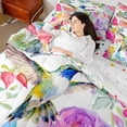 thumbnail image 4 of Feelyou Hummingbird Flower Women Bedding Comforter Set 7pcs, Chinese Queen Bedding Sets, 4 of 8