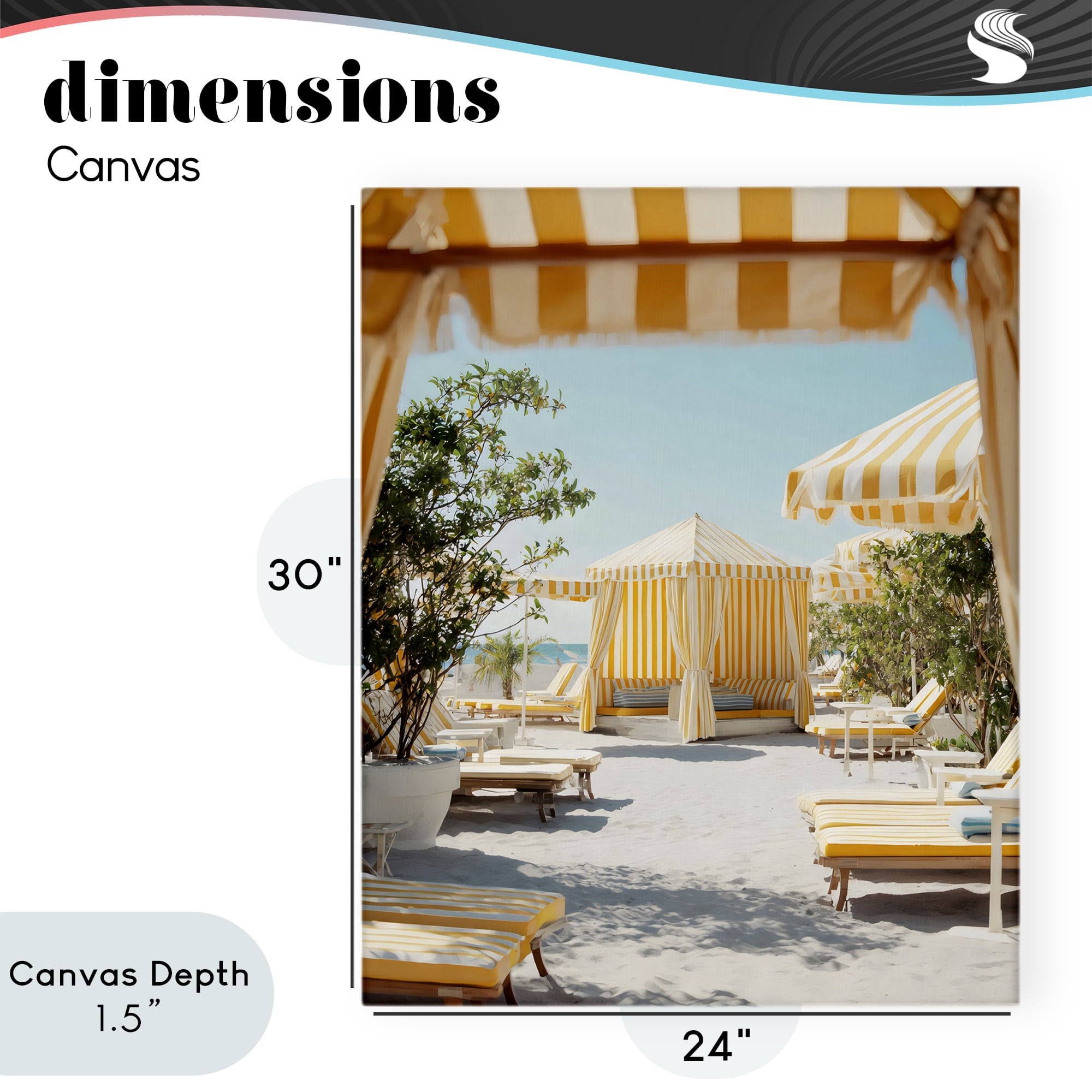 Stupell Industries Yellow Striped Beach Cabanas Canvas Wall Art, design by Franklyn Gregory