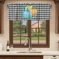 thumbnail image 6 of Blue Green Pumpkins Fall Curtain Valances for Windows, Kitchen Valance Window Treatments Panel 2 Pack, Black White Plaid Thanksgiving Rod Pocket Short Curtains for Bathroom Bedroom 60 x 18 Inch, 6 of 8