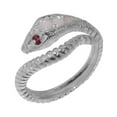 thumbnail image 1 of LBG British Made 14k White Gold Natural Opal & Ruby Womens Band Ring - 33 size options - Size 5, 1 of 6