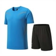 thumbnail image 6 of Kakii Men's Solid Color Workout Set, Performance Short Sleeve Tee & Elastic Waist Gym Shorts, Coordinated Training Outfit, 6 of 6