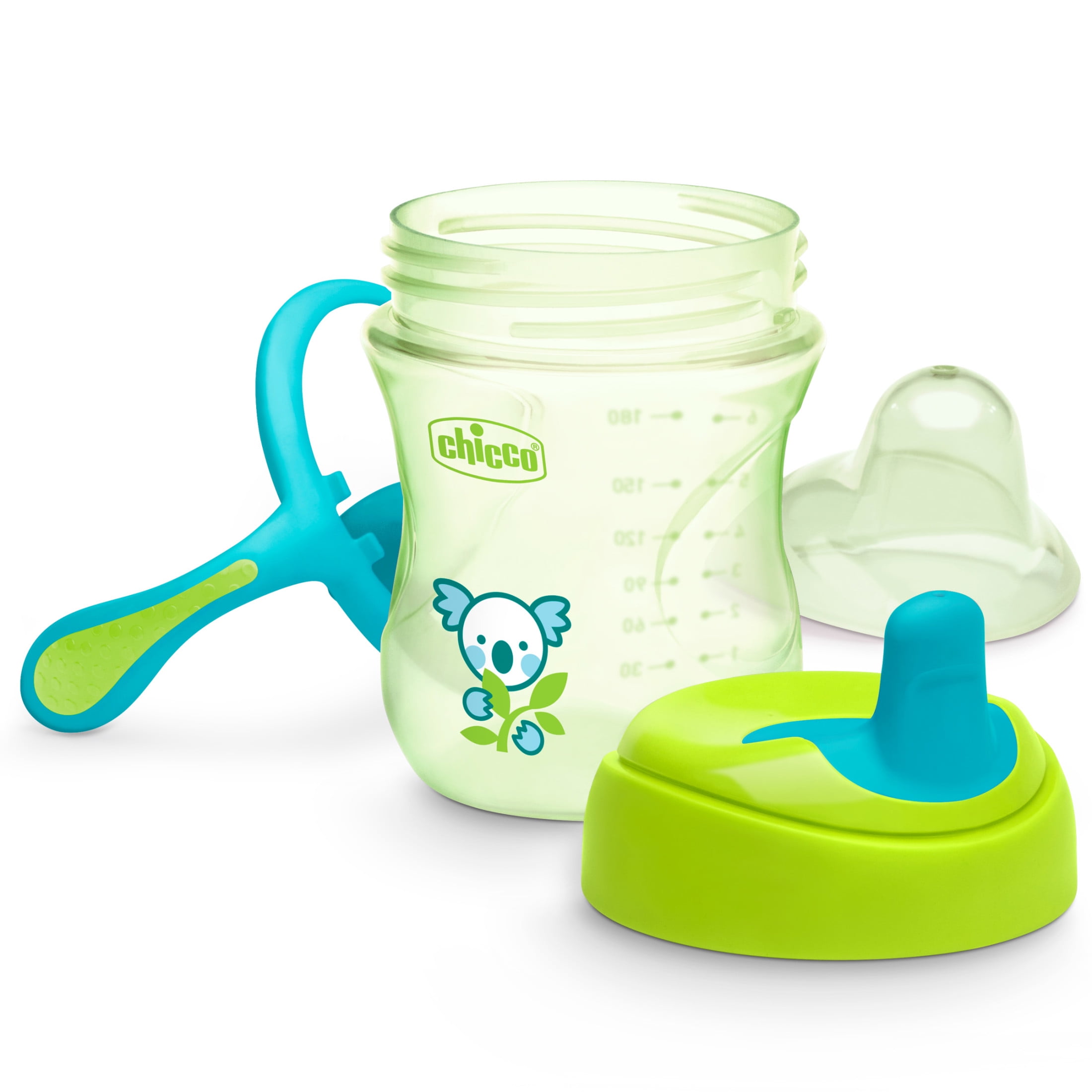 Chicco 7oz. Semi-Soft Trainer with Bite-Resistant Spout and Spill-Free Lid, Removable, Non-Slip Handles, Top-Rack Dishwasher Safe, Easy to Hold Ergonomic Indents, 6+ Months - Green, New