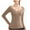 Brown, variant on Lovzfmll Women's Winter Thermal Underwear with Solid Color, V-Neck Long Sleeve with Seamless Built-in Bra for All-Day Cold Protection