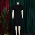thumbnail image 4 of AURA Plus Size Midi Bodycon Dress Round Neck Ruffle Sleeve Rhinestone Hollow High Waist Elegant Party Dress, 4 of 8