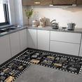 thumbnail image 2 of Black Coffee Theme Kitchen Rugs Set of 2,Cafe Kitchen Rugs and Mats Non Skid Washable,Black Kitchen Runner Rugs with rubber dot Backing (Pizza Time 17"x47"+17"x30"), 2 of 7