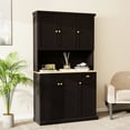 thumbnail image 4 of 71" Kitchen Cabinet With Drawer And Compartments - Black. Spacious Interior, Adjustable Options, A Contemporary Look Shelves For Oyster Sauce Bottles, Microwave Stand Area, 6 Doors 1 Black, 4 of 7