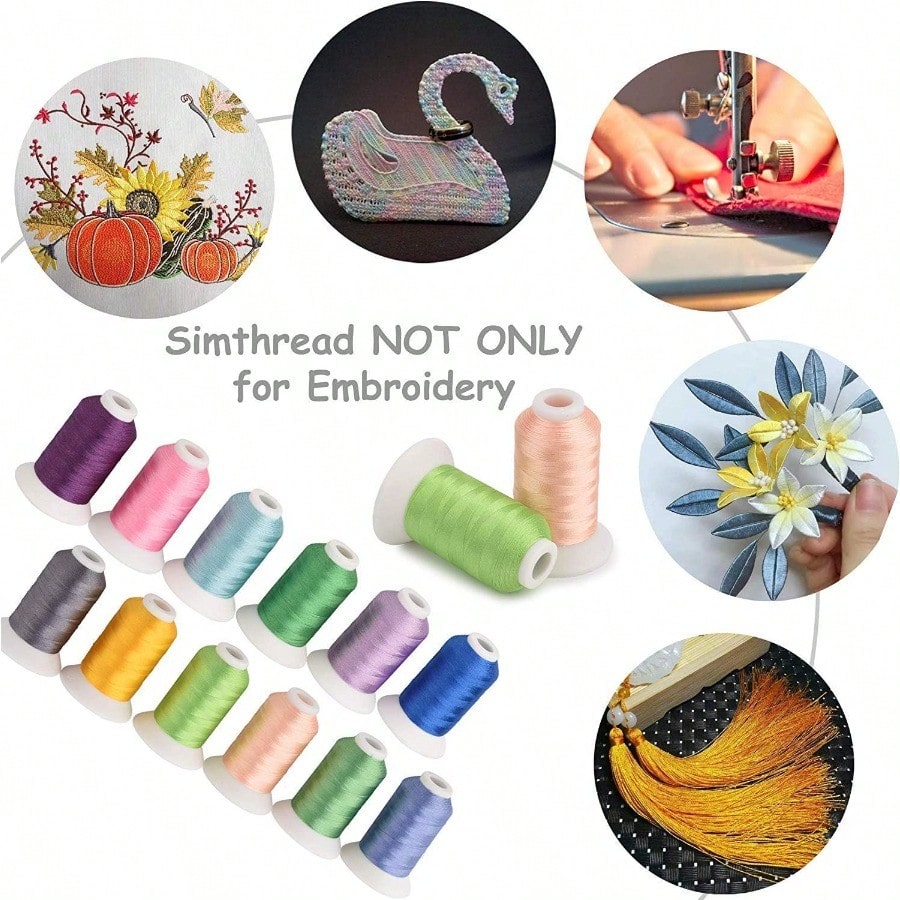 63 Colors Polyester Compatible with Brother Embroidery hine Thread Kit 40 Weight Compatible with Brother lock Janome Singer Pfaff Husqvarna Bernina Embroidery Sewing hines 550Y