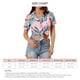 thumbnail image 5 of Camisa de manga corta con cuello vuelto para mujer, blusa informal elegante con botones y estampado Floral para fiesta en la playa, color rosa XL, 5 of 5