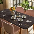 thumbnail image 3 of Japanese Style Table Cloths for 6 Foot Rectangle Tables, Vintage Cranes Ocean Wave Black Grey Patio Waterproof Elastic Fitted Tablecloths, Washable Rectangular Table Cover for Camping, 3 of 8