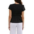 thumbnail image 3 of INSPIRE CHIC Peplum Babydoll Tops for Women's Summer Smocked Ruched Crew Neck Cap Sleeve Tunic Shirts Cute Blouses S Black, 3 of 5