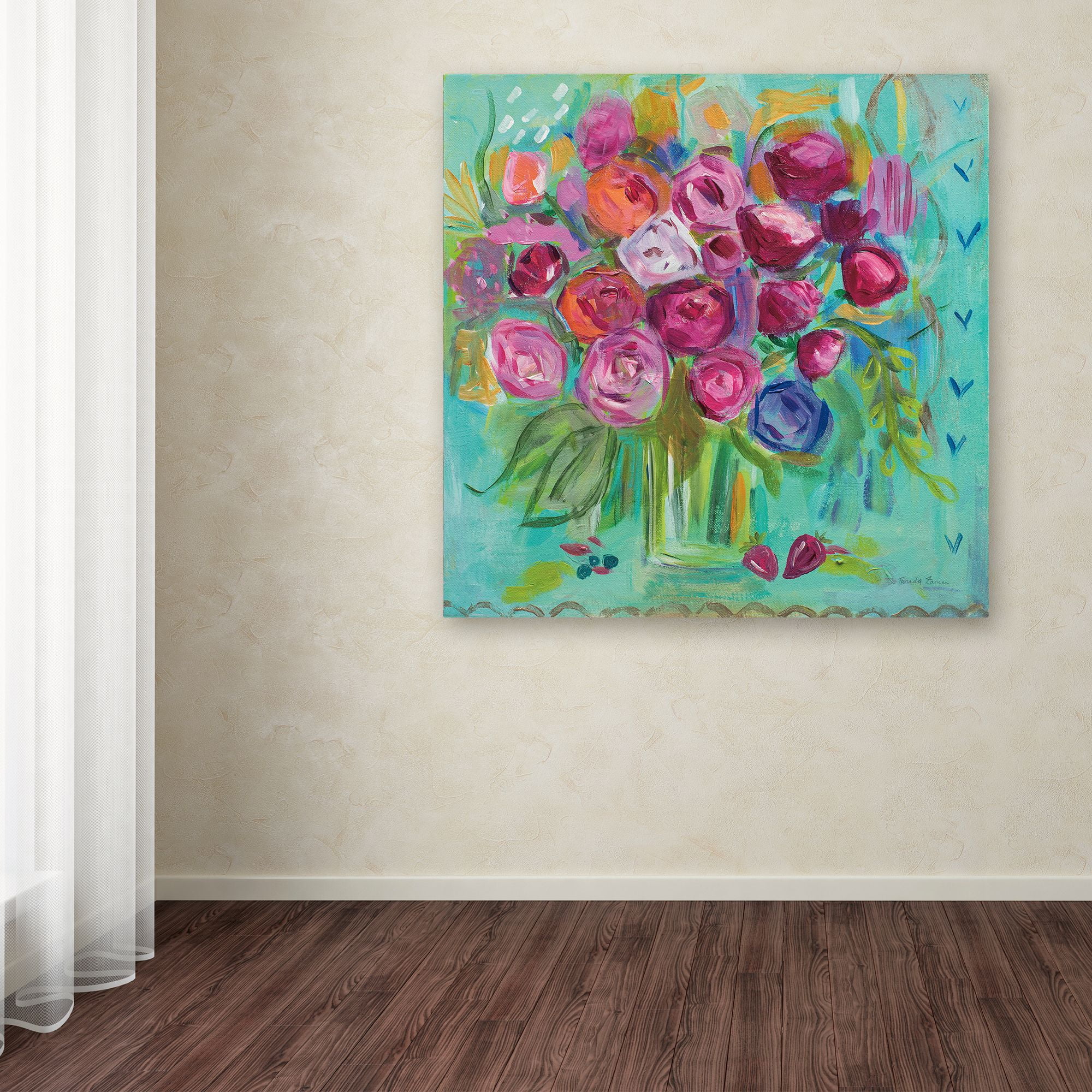Trademark Fine Art 'Pink Peonies' Canvas Art by Farida Zaman