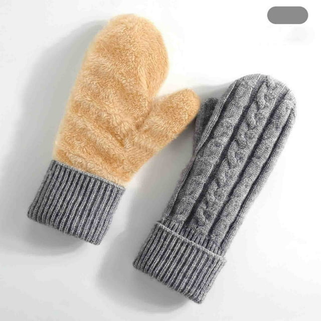 Guantes de mujer de invierno de doble capa de terciopelo acolchado cálido abrigo de punto guantes de mujer manoplas de acrílico