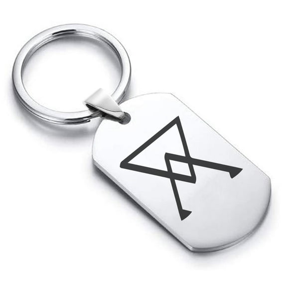 Stainless Steel Arsenic Alchemy Symbol Dog Tag Keychain Circle Ring