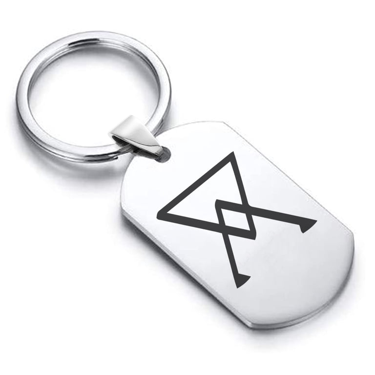 Stainless Steel Arsenic Alchemy Symbol Dog Tag Keychain Circle