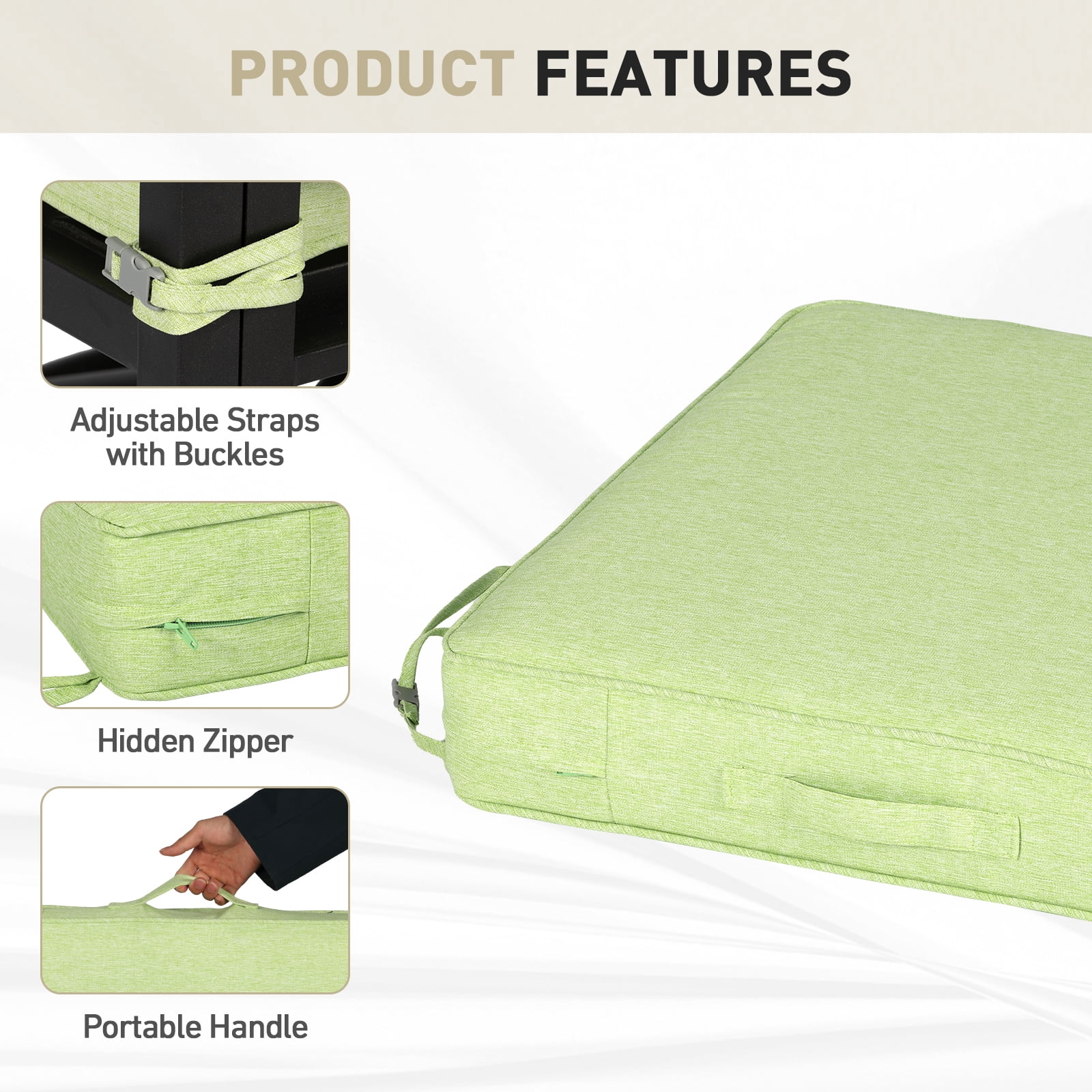 BPS Outdoor Chair Cushions Set of 2, 19" x 19" Water Resistant Outdoor Seat Cushions for Patio Furniture Dining Chair Pads Replacement, Green