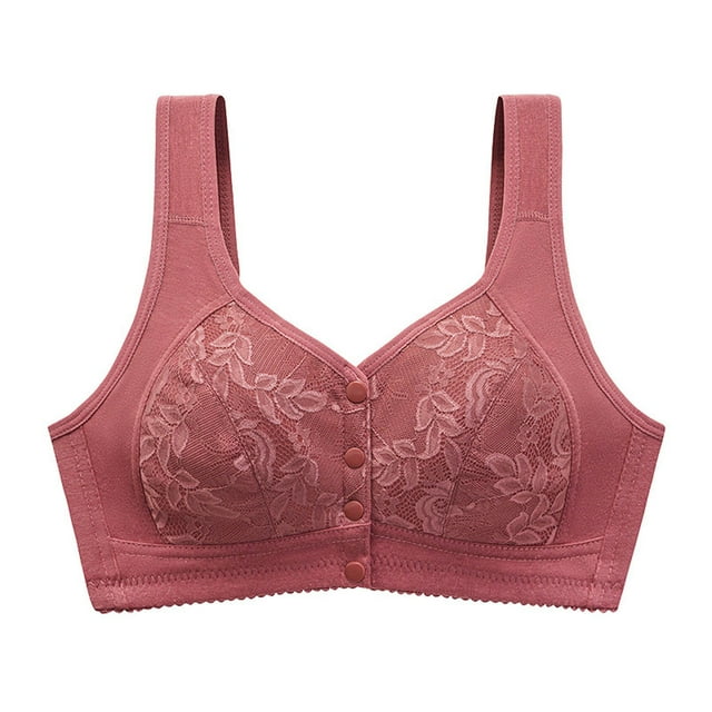 TSADFHJI Women's Front Side Buckle Lace Edge without Steel Ring Movement Seamless Gathering Adjustment Yoga Sleep Large Bra Women's Bras Women's Bras Sleep Robe Watermelon Red 42