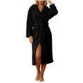 thumbnail image 5 of Robes for Women Fleece Robes Hooded Cozy Soft Warm Plush Women Robe Plush Long Bathrobe, 5 of 8