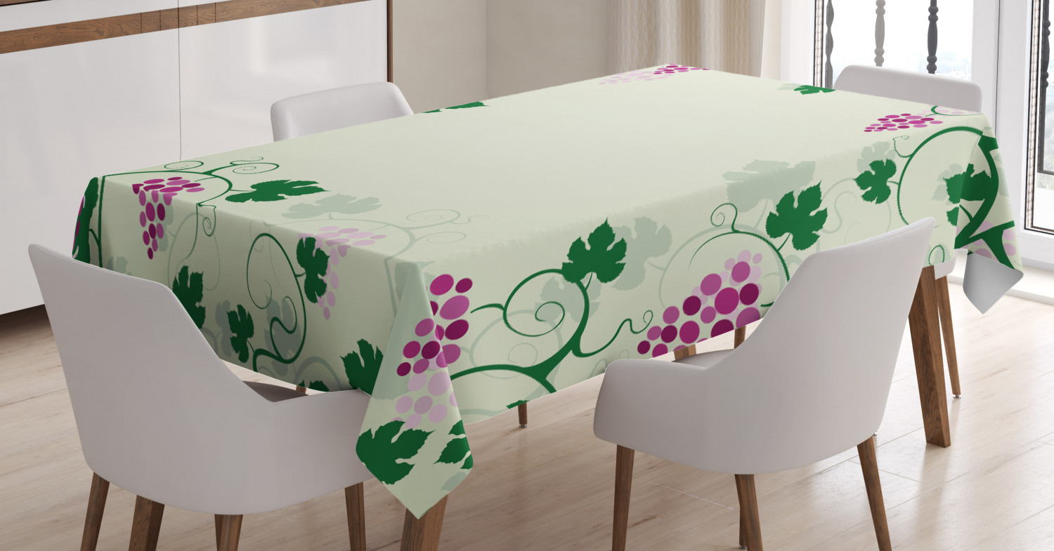 Nature Tablecloth, Grape Vines Framework Fruit Garden Curvy Branches
