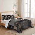 thumbnail image 5 of Quilts Full Size Bedding Set, Gray Gingham Lightweight Quilted Comforter, Abstract Buffalo Plaid Solid Color Patchwork Soft Reversible Bedspread Coverlet with Pillow Covers for All Season, 78" x 90", 5 of 9
