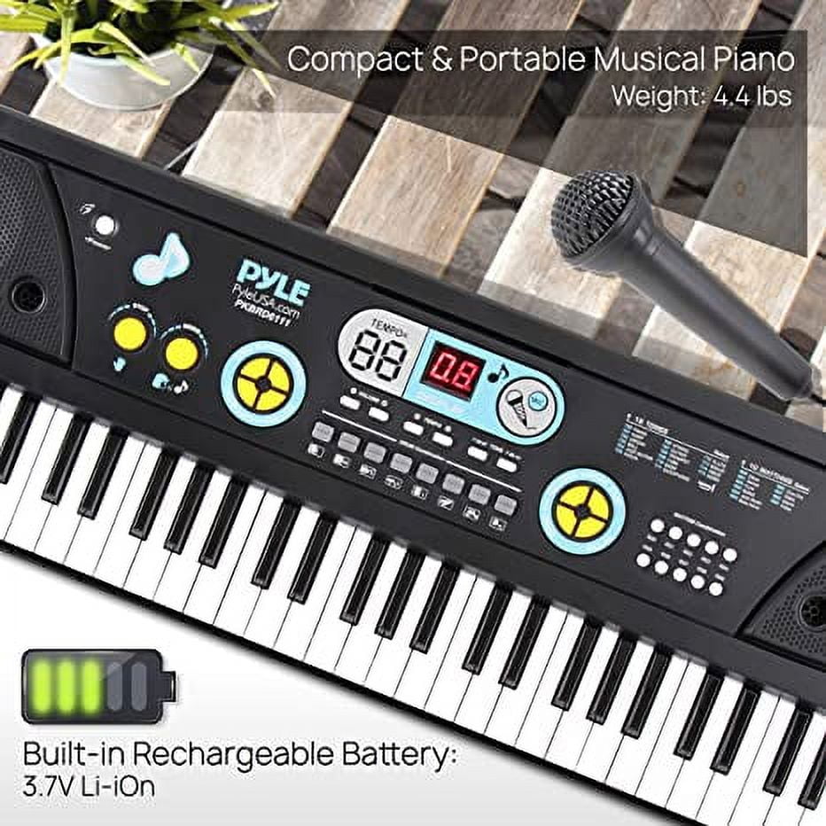 Pyle Digital Piano Kids Portable 61 Key Piano Keyboard, Learning Keyboard for Beginners W/ Drum Pad