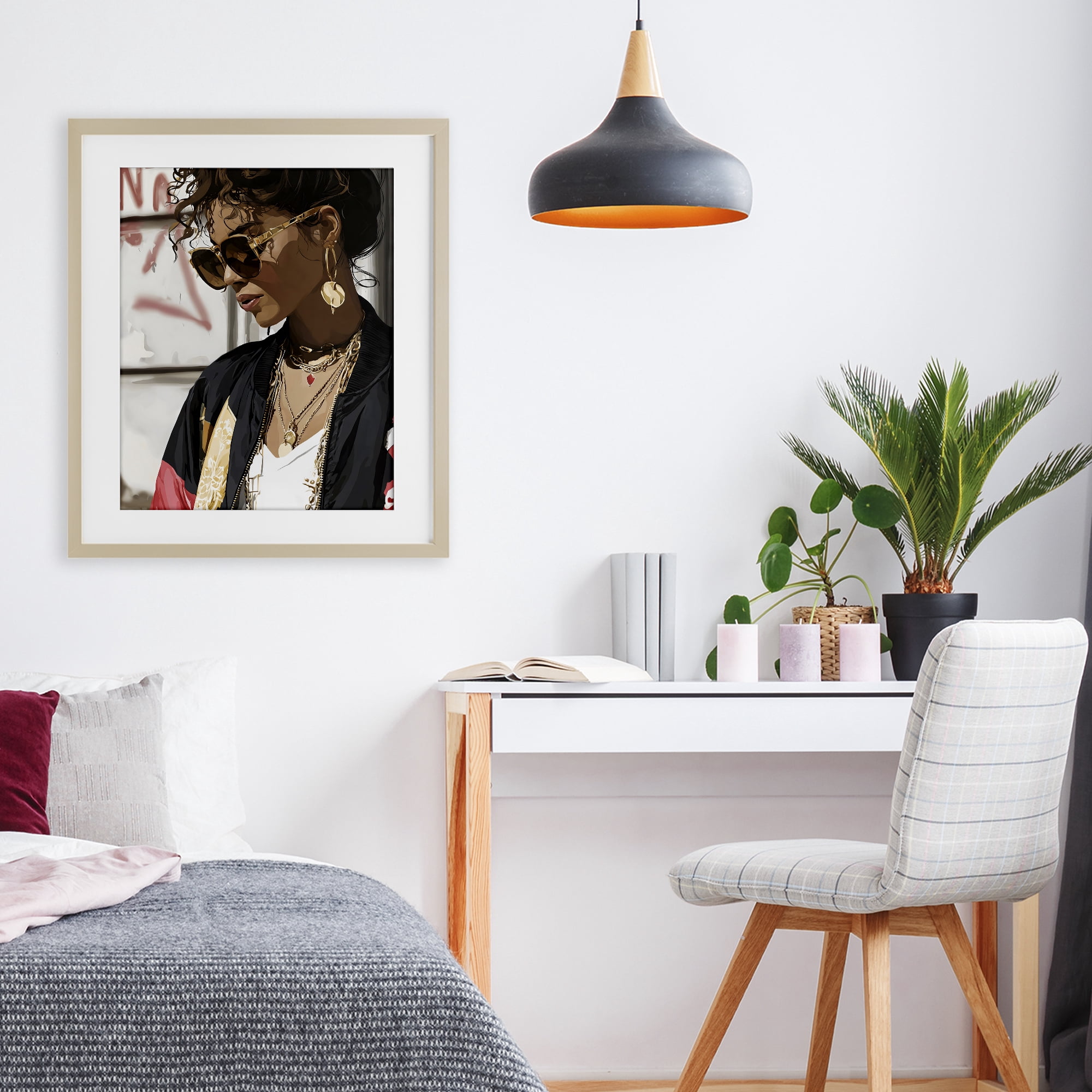 Stupell Industries Woman in Sunglasses With Jewelry Birch Framed Print Under Glass, design by Franklyn Gregory