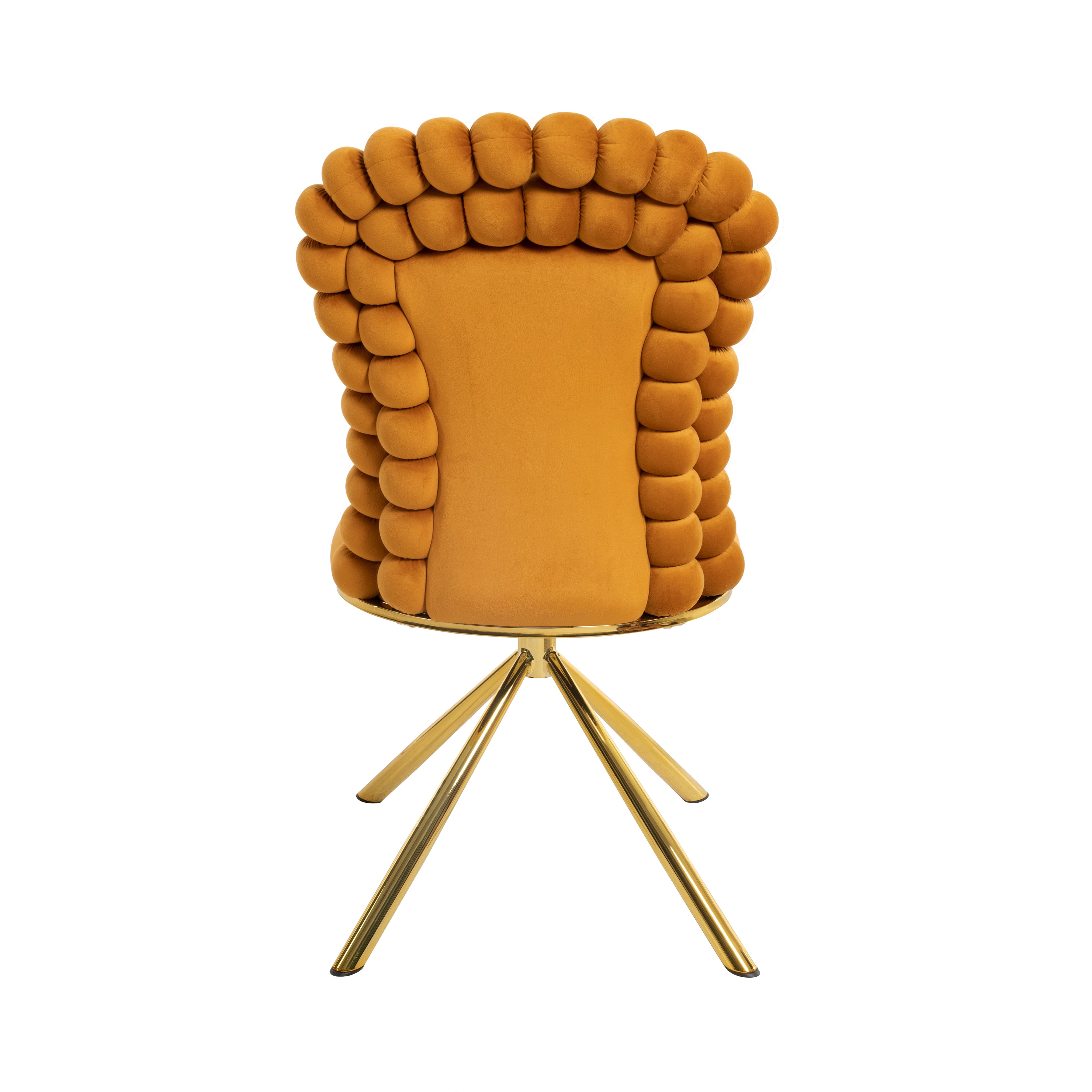 Aukfa Velvet Dining Chairs Set of 2, 360° Swivel Upholstered Accent Chairs for Bedroom/Living Room,Orange