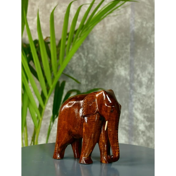 Sowpeace Brown Wooden Great Grand Calm Elephant 4 inch Figurine Pack of 1