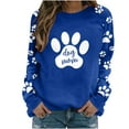 thumbnail image 2 of Cute Crew Neck Sweatshirts for Women Spring Fall Fashion Long Sleeve Graphic Print Pullover Tops Casual Workout Shirts(Blue,XXL), 2 of 5