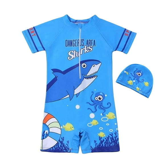 RUTAYY Boys Swimsuits Comfortable Round Neck Elastic Waist Pool Trunks Beach Bathing Suit, Sky Blue, 4-6 Years