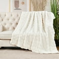 thumbnail image 4 of Home Soft Things Brick Textured Faux Fur Throw Blanket with Micromink Back, Luxury Soft Cozy Fluffy Fluzzy Plush Throw, 60x70 inches, White, 4 of 7