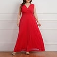 thumbnail image 4 of DDAPJ pyju Womens Plus Size Dresses Wrap V Neck Maxi Formal Dress Elegant Lace Bridesmaid Dresses Red XXXXXL, 4 of 7