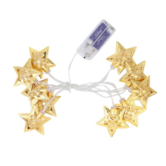 Christmas Luminous Light String Wrought Iron Hollow Five Pointed Star Snowflake Christmas Tree LED Light String Battery Light String